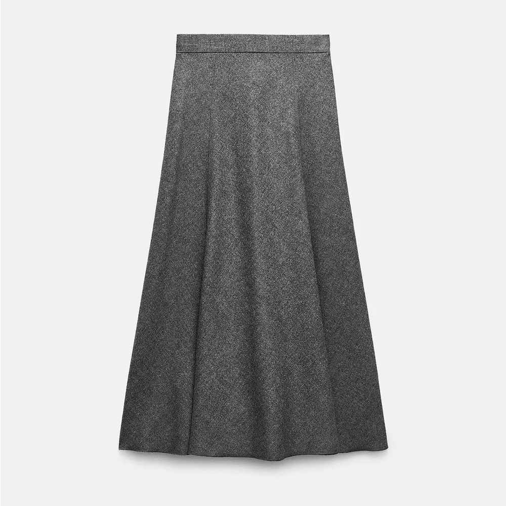 Zara Elegant Gray Women's Skirt Midi Size M Casual Winter Zw Collection